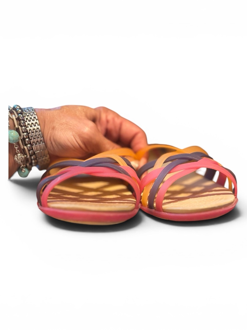 Crocs Isabella Huarache Sandals Multi-Color Strappy Rubber Sandal Women’s 11 - Picture 3 of 9